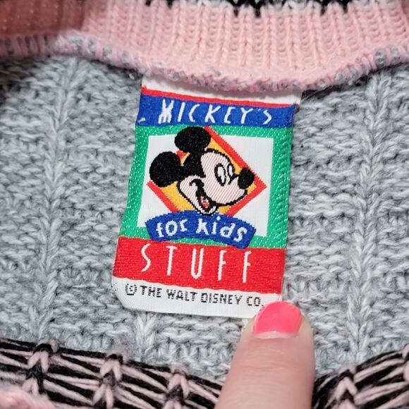 VTG 90s Mickeys Stuff for Kids Scalloped Sweater "Love" Minnie Pink Heart Print - Picture 6 of 8